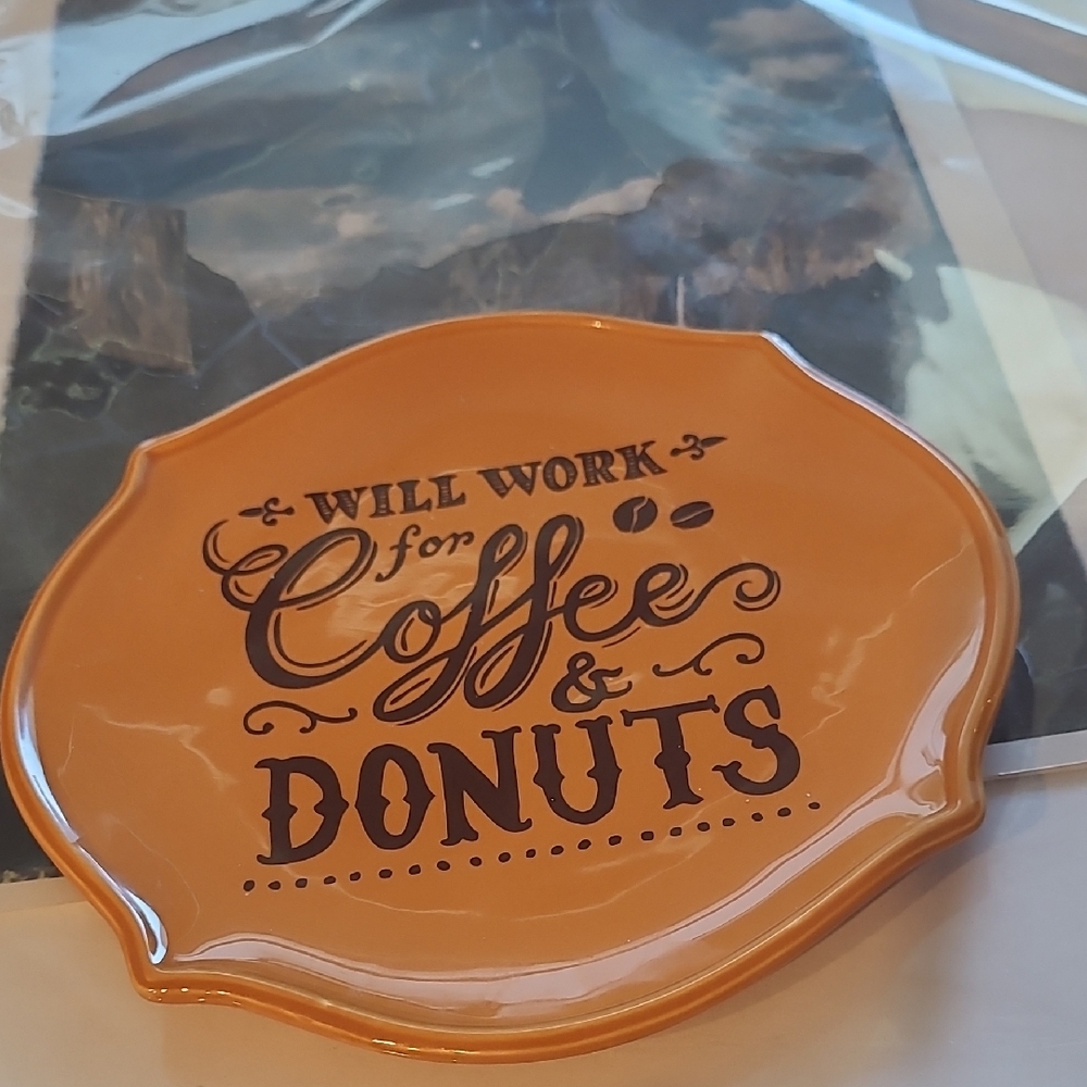 7 Inch Orange Coffee & Donuts Plate